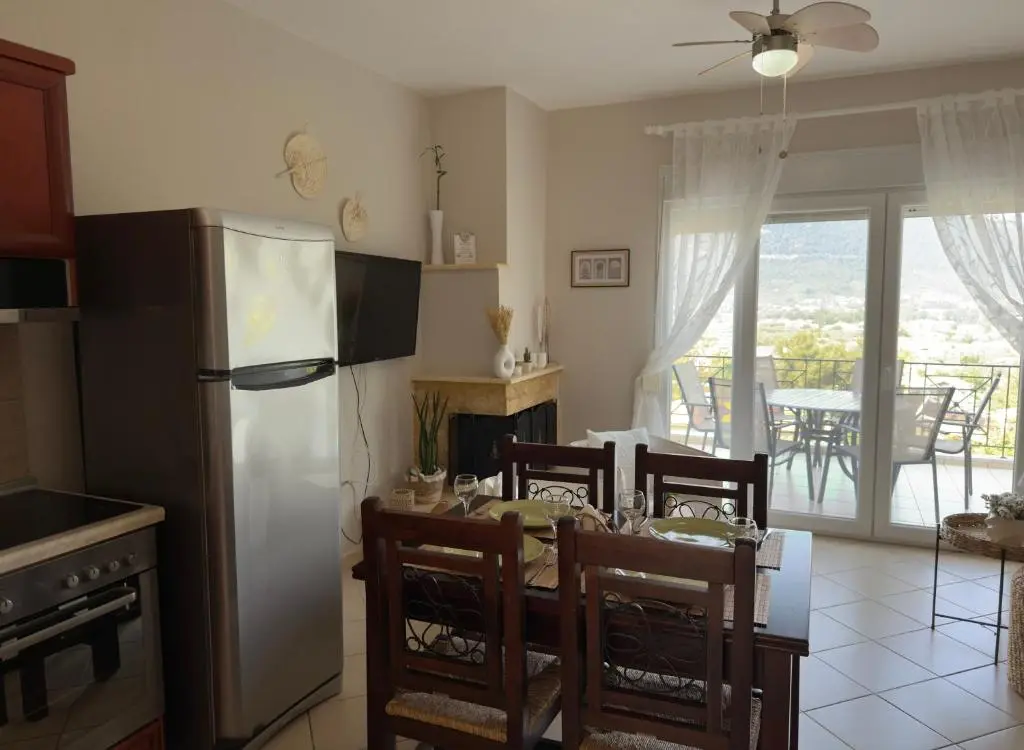 Living room with comfortable sofa and natural light